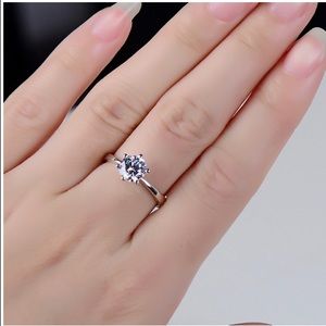 💍Lab diamond wedding engagement ring silver plate